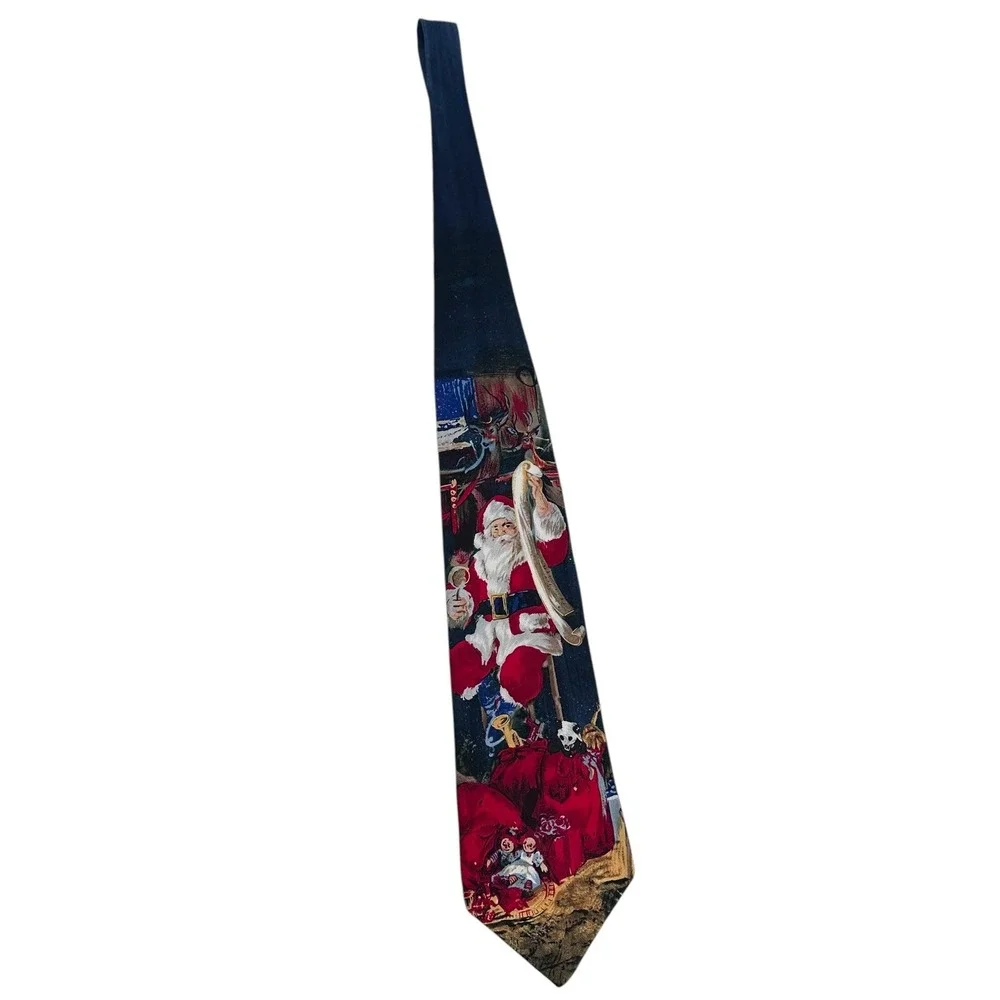 Vintage 1996 Hallmark Tie Saint Nick Santa Claus Christmas Tree Toys‎ Mens Silk